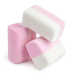 Delicious marshmallows, isolated on white background
