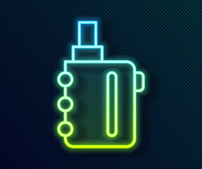 Glowing neon line Electronic cigarette icon isolated on black background. Vape smoking tool. Vaporizer Device. Vector