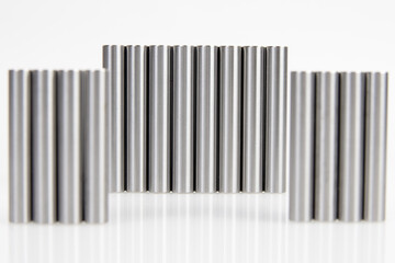 metal cylinder pins on a white background