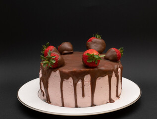 chocolate cake with strawberries