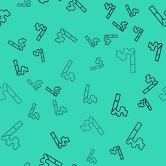 Black line Cigarette icon isolated seamless pattern on green background. Tobacco sign. Smoking symbol. Vector