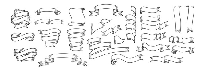 Hand drawing vector cartoon hand drawn sketches ribbons