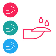 Red line Nail manicure icon isolated on white background. Set icons in circle buttons. Vector