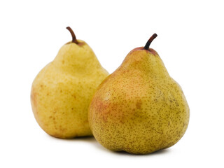 Two yellow pears isolated on white