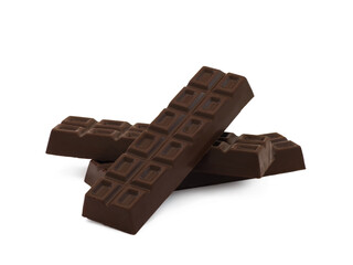 Dark chocolate bars isolated on white
