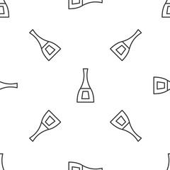 Obraz premium Grey line Bottle of nail polish icon isolated seamless pattern on white background. Vector
