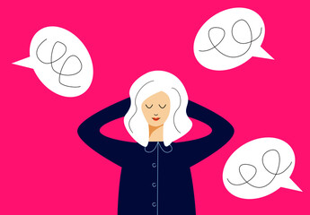 Woman ignores office gossip concept vector illustration