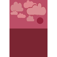 Abstract pink sky with clouds, futuristic aliens landscape of Mars, space, Earth illustration, vector