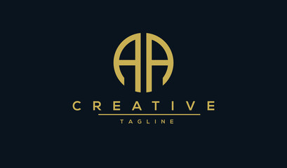 AA monogram, AA initial wedding, AA badge, AA company logo, AA icon business, corporate sign in gold color