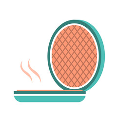 Open hot waffle iron. Electric kitchen appliance for frying and baking. Vector isolated illustration in flat style