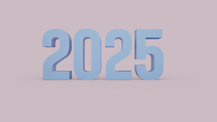 2025 blue bold letters  on pink 3d-illustration