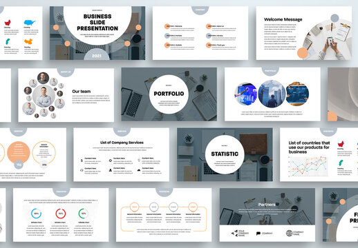 Modern Business Presentation Layout with Hexagon  Elements