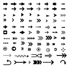Fototapeta na wymiar Arrows big collection png vector. Arrow, Cursor, simple arrows, Vector illustration, web icons. Arrows isolated on white background.