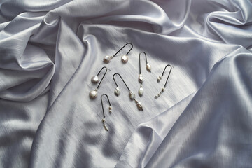 Stylish sterling silver dangle earrings with artificial pearls