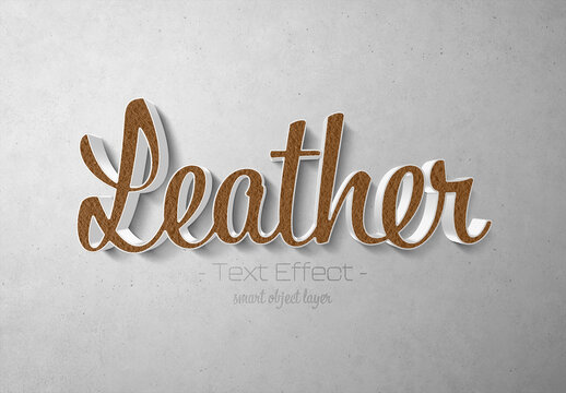 Leather Text Effect with 3D White Style Mockup