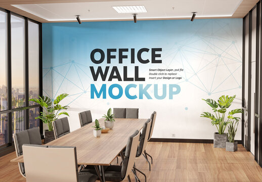 Blank Wall Mockup in Sunny Company Office Interior