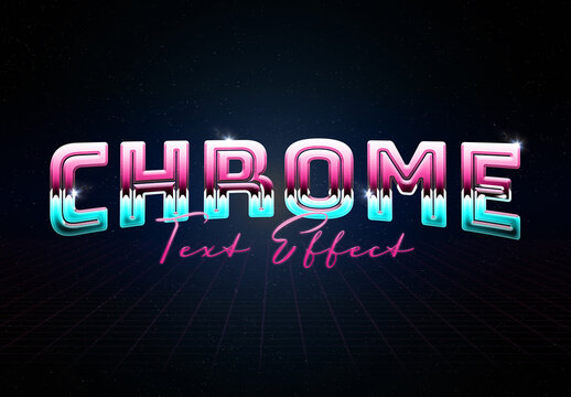 Chrome Metal Text Effect Mockup with Glossy Reflection