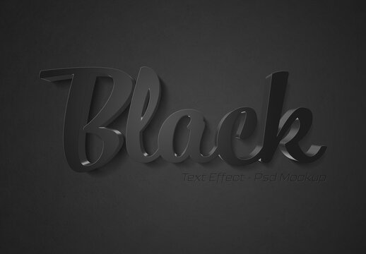 Black 3D Text Effect Mockup with Shadow