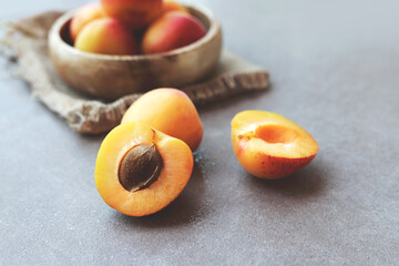 fresh apricot on marble background