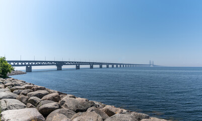 Fototapeta na wymiar view of the landmark Oresund Bridge between Denmark and Sweden