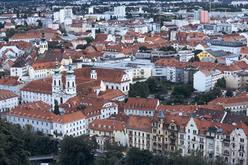 Fototapeta na wymiar Buildings in the historic center in the city of Graz in Austria. Architecture concept, art