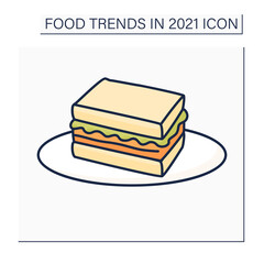 Sandos color icon. Japanese style fried pork sandwich. Snack. Fast food. Food trends concept. Isolated vector illustration