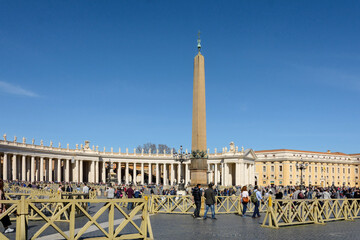 St. Peter's Square. Vatican. Rome. Colonnade Bernini.Vatican obelisk and square
