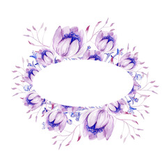 Pink botanical oval frame