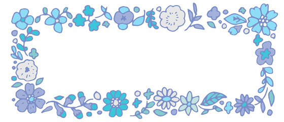 手書きタッチの花と草木夏カラーフレーム