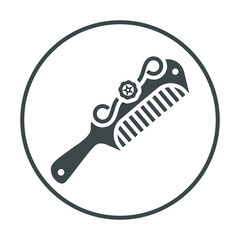 Comb icon (hair salon, hairbrush icon) Circle version icon