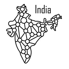 India map icon, vector illustration in black isolated on white background.