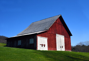 Blue Sky Frames Red Wooden Barn