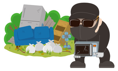 不法投棄する人物