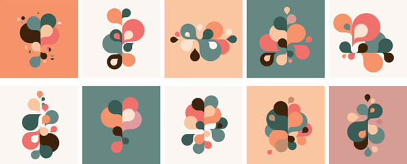 Fototapeta premium Set of abstract modern graphic elements and forms. Abstract banners with flowing liquid shapes