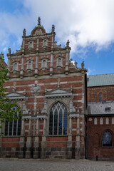 detail view of the historic Lutheran Roskilde cathedral in the city center