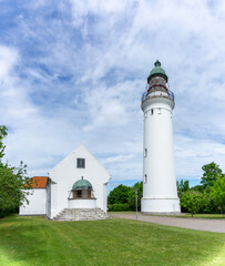 Fototapeta na wymiar view of the Stevns Lighthouse on the east coast of Denmark on a beautiful summer day