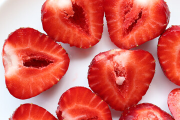 Strawberry slices isolated on white background