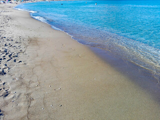 beach of the Spanish Mediterranean Sea, in Almeria. the sea is calm and nature is appreciated...