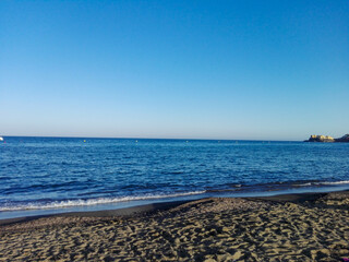 beach of the Spanish Mediterranean Sea, in Almeria. the sea is calm and nature is appreciated without nearby buildings
