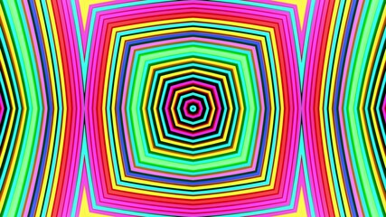 Geometric abstract background. Abstract symmetrical composition, multicolored 3d elements. 3d render abstract kaleidoscope with 3d simple objects. Motion design style