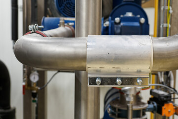 Coupling on stainless steel pipe.