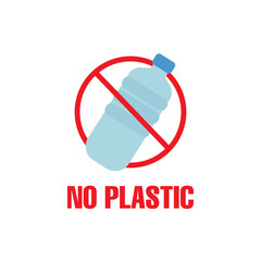 Say no to plastic in red stop circle on white background, Vector illustration