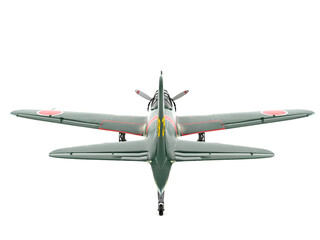 old military aircraft in white background rear view