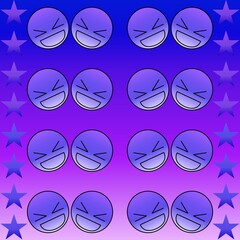 Happy face in purple with star 07