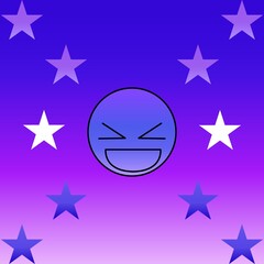 Happy face in purple with star 09