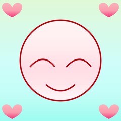 Love face in red with heart 01