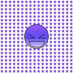 Happy face in purple with star 10