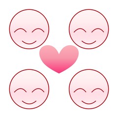 Love face in red with heart 05