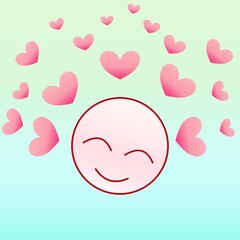 Love face in red with heart 07