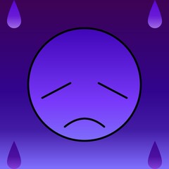 Sad face in purple with teardrop 01